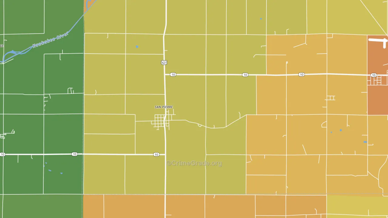 San Pierre, IN Map of Burglary Rates