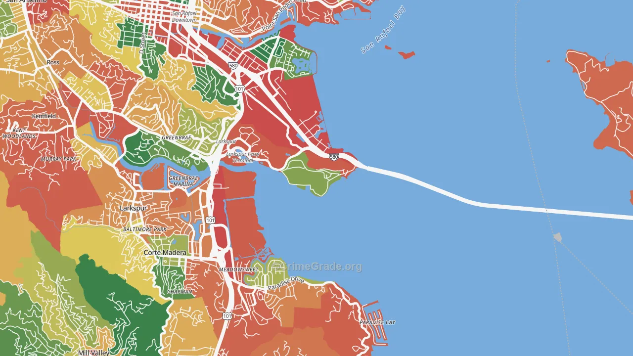 San Quentin, CA Map of Burglary Rates