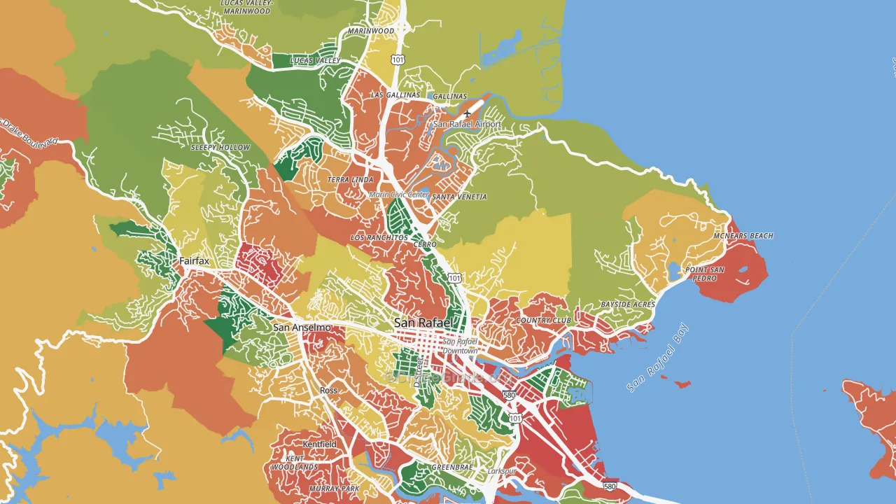 San Rafael, CA Map of Burglary Rates