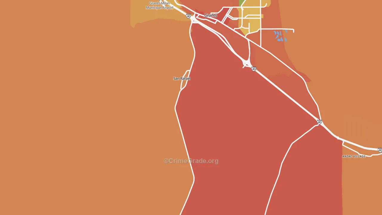 San Rafael, NM Map of Burglary Rates