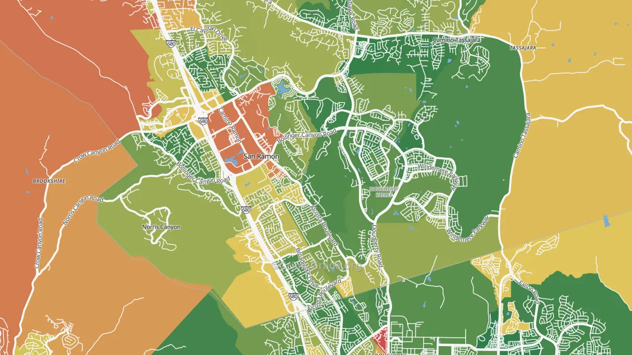 San Ramon, CA Map of Burglary Rates