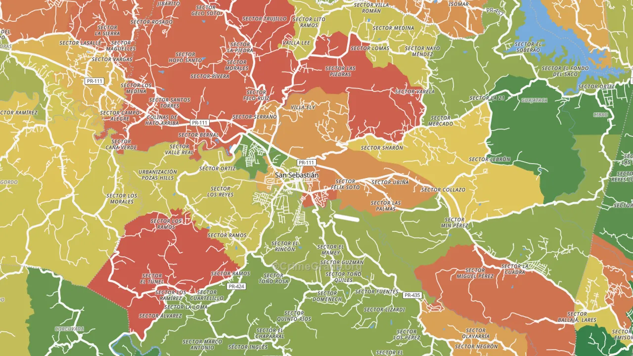 San Sebastian, PR Map of Burglary Rates