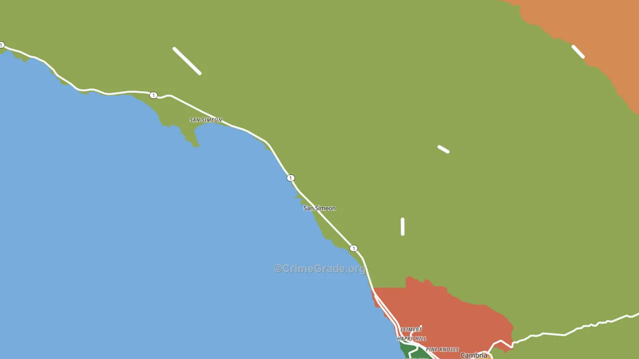 San Simeon, CA Map of Burglary Rates