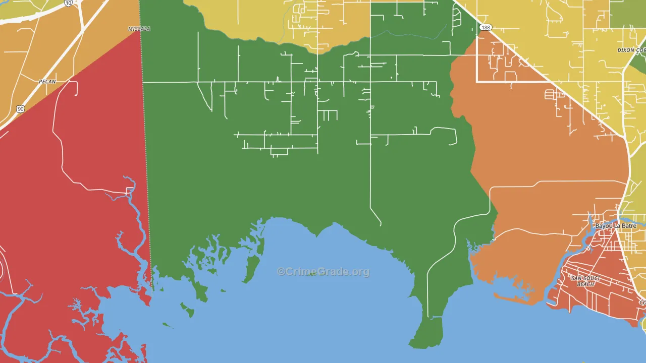San Souci Beach, AL Map of Burglary Rates