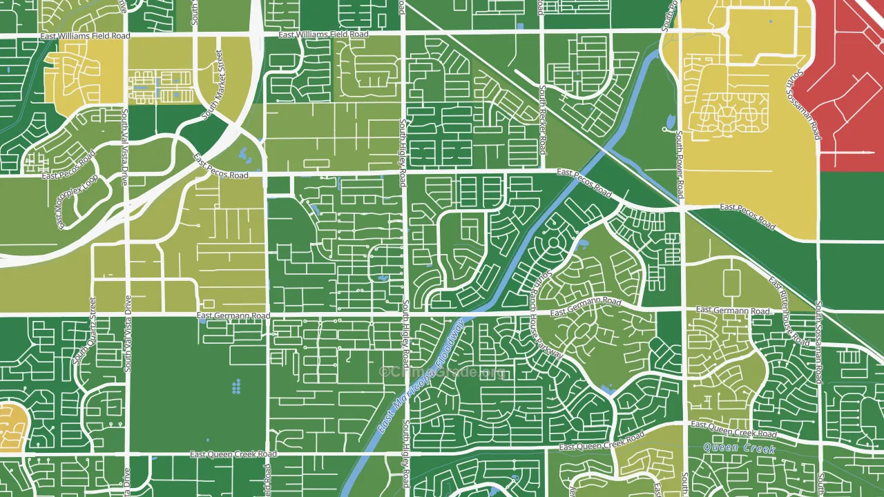 San Tan Ranch, Gilbert, AZ Map of Burglary Rates