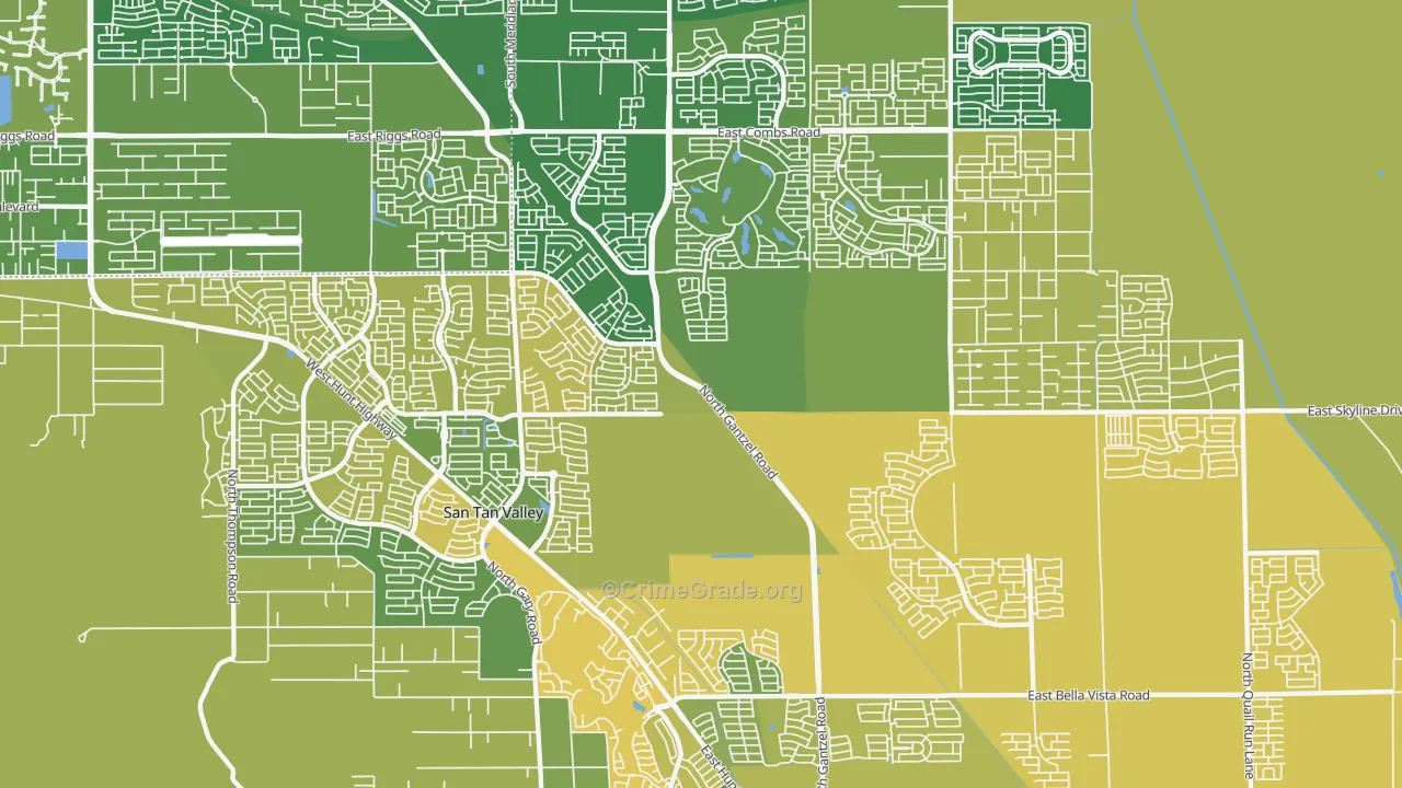 San Tan Valley, AZ Map of Burglary Rates