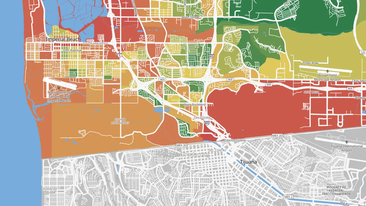 San Ysidro, CA Map of Burglary Rates