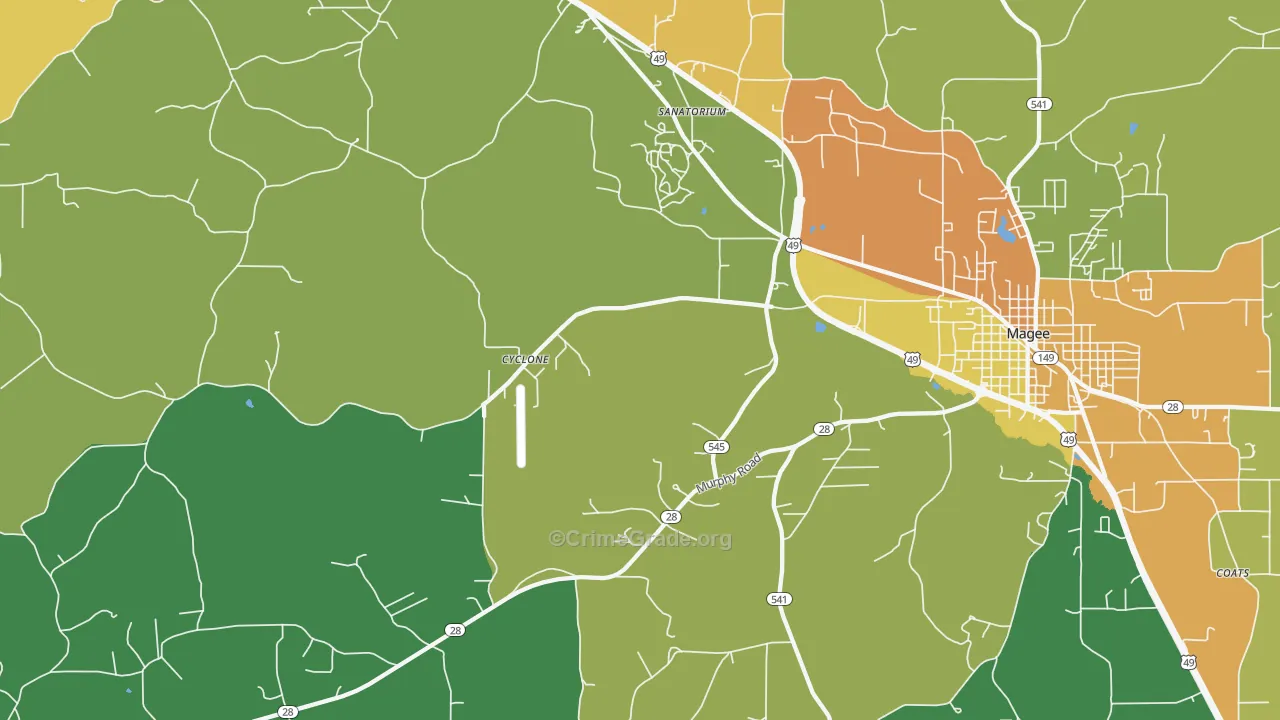 Sanatorium, MS Map of Burglary Rates