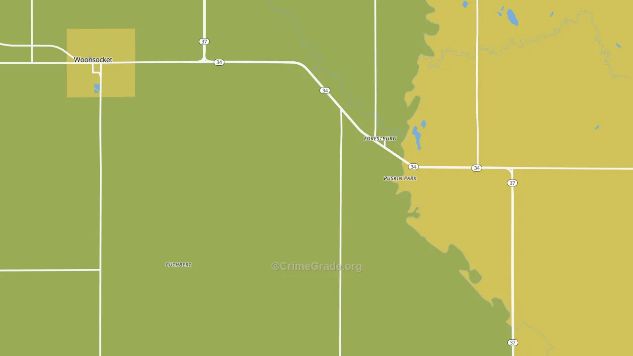 Sanborn County, SD Map of Burglary Rates