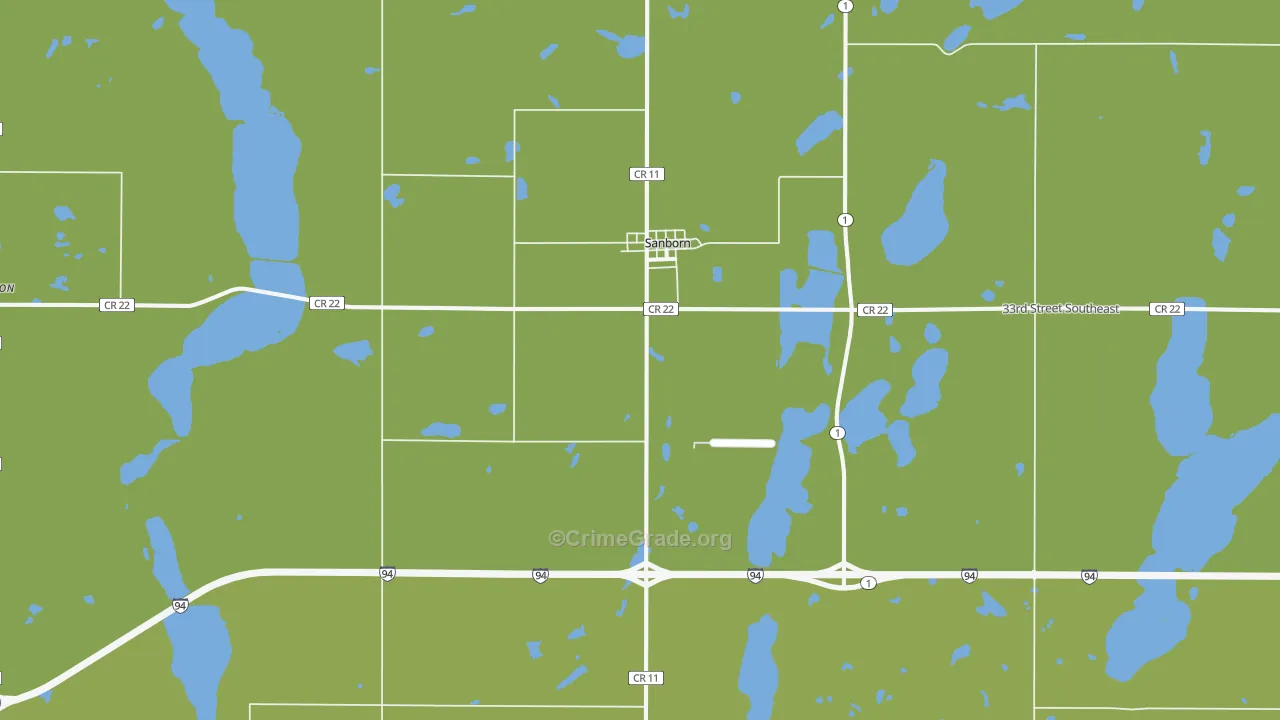 Sanborn, ND Map of Burglary Rates