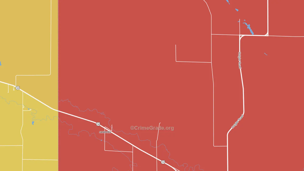 Sanborn, NE Map of Burglary Rates