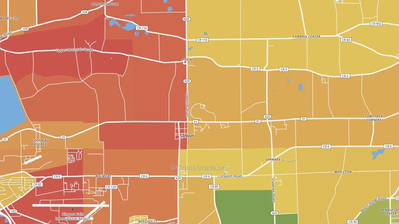 Sanborn, NY Map of Burglary Rates