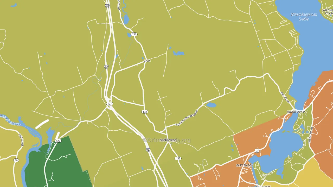 Sanbornton, NH Map of Burglary Rates