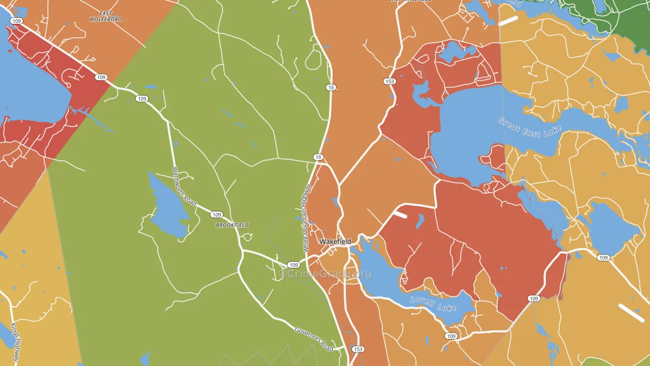Sanbornville, NH Map of Burglary Rates
