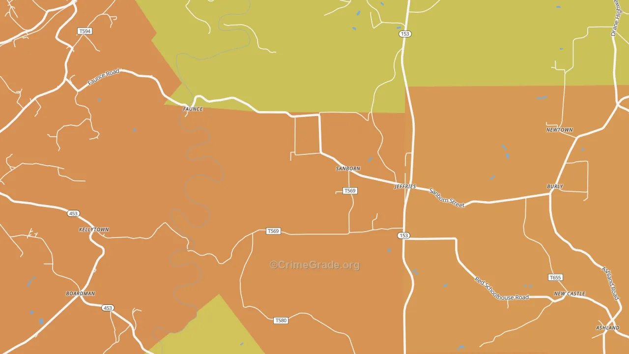 Sanbourn, PA Map of Burglary Rates