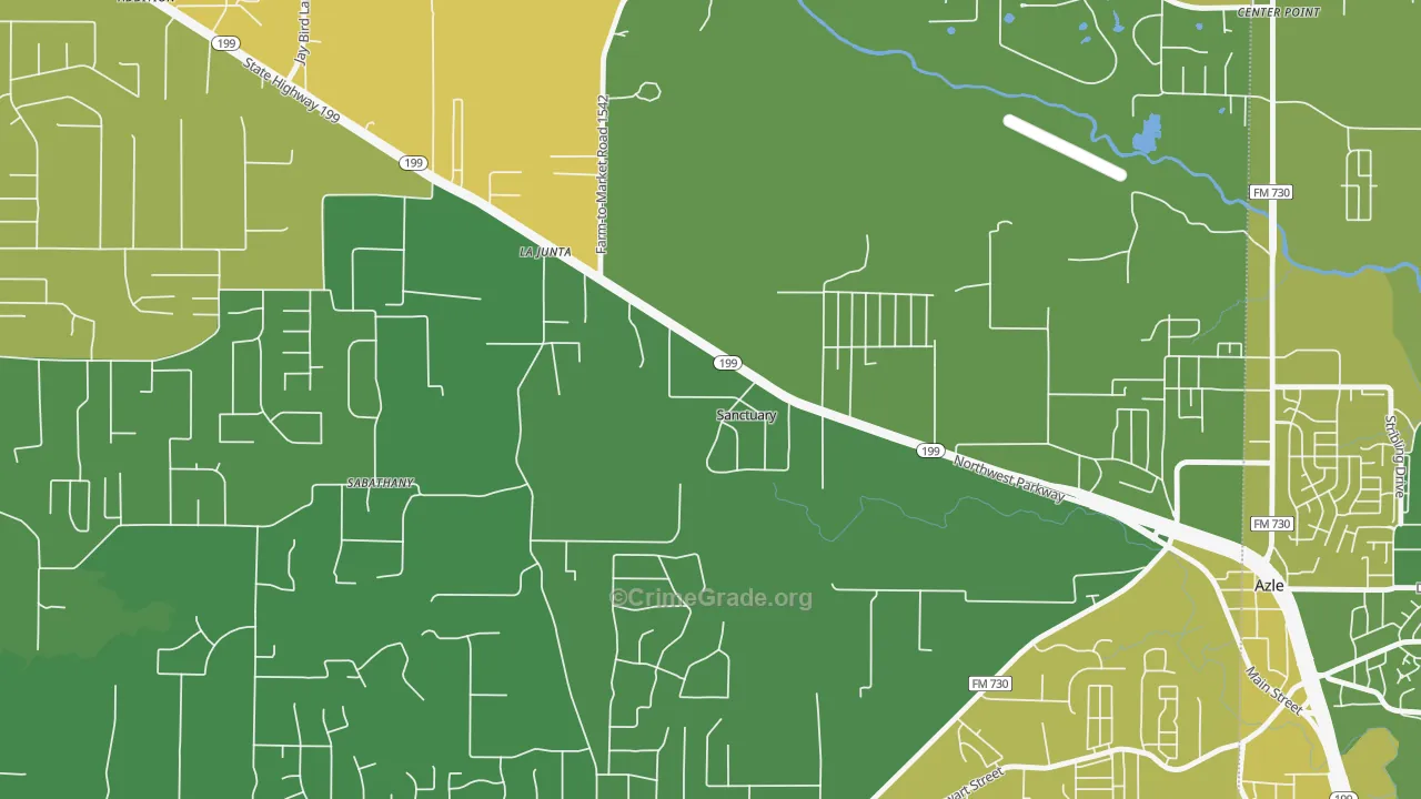 Sanctuary, TX Map of Burglary Rates