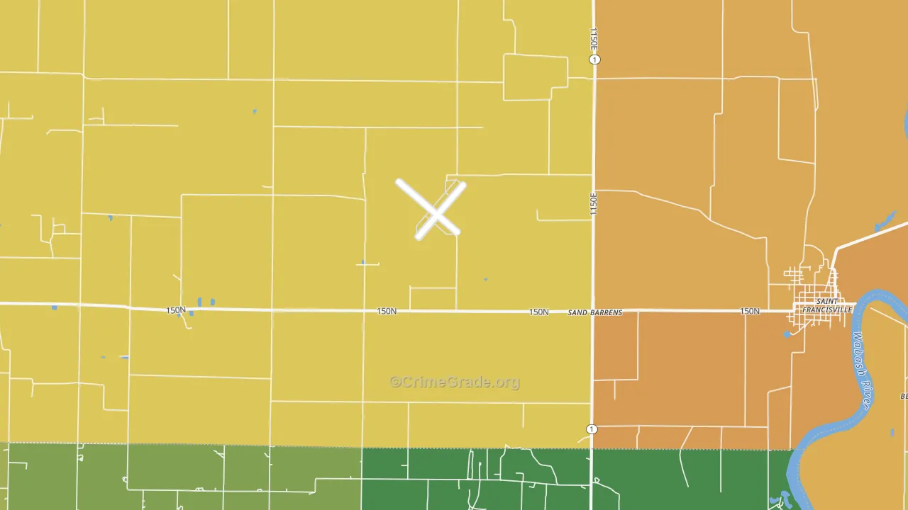 Sand Barrens, IL Map of Burglary Rates