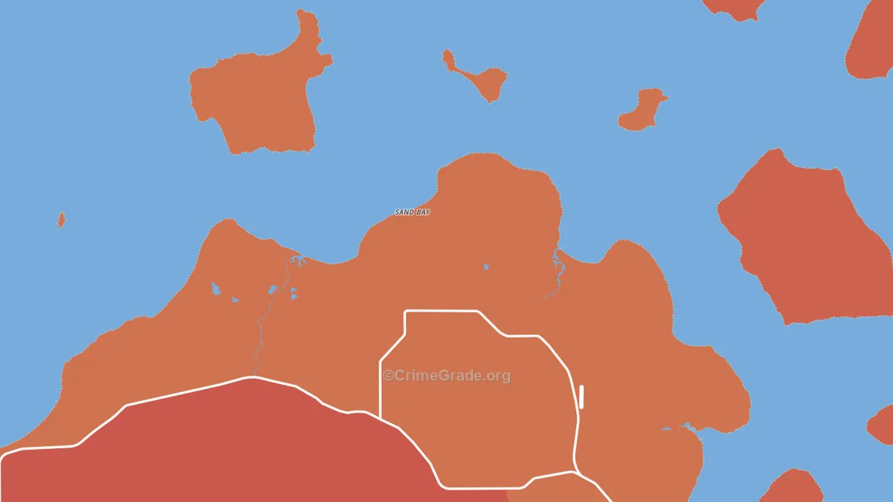 Sand Bay, WI Map of Burglary Rates