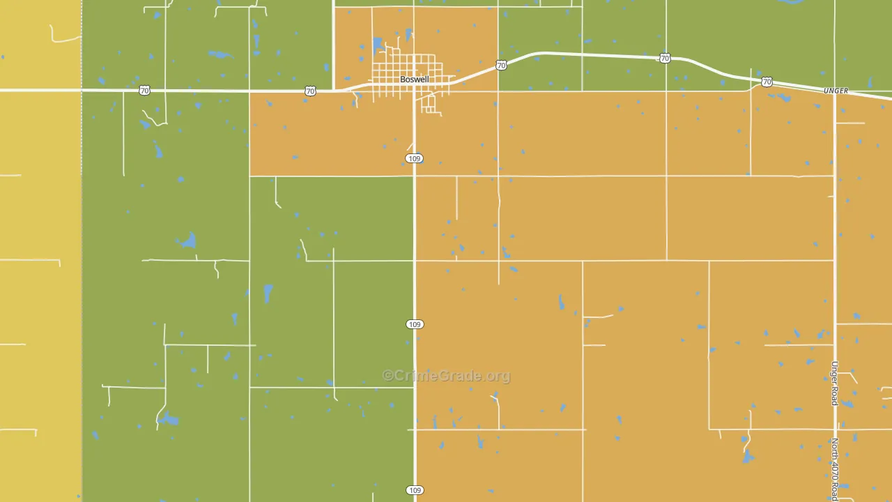 Sand Bluff, OK Map of Burglary Rates