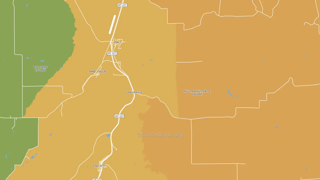 Sand Coulee, MT Map of Burglary Rates