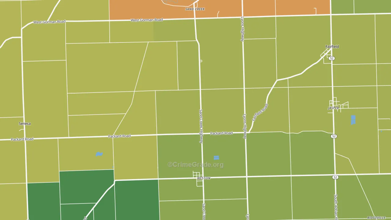 Sand Creek, MI Map of Burglary Rates