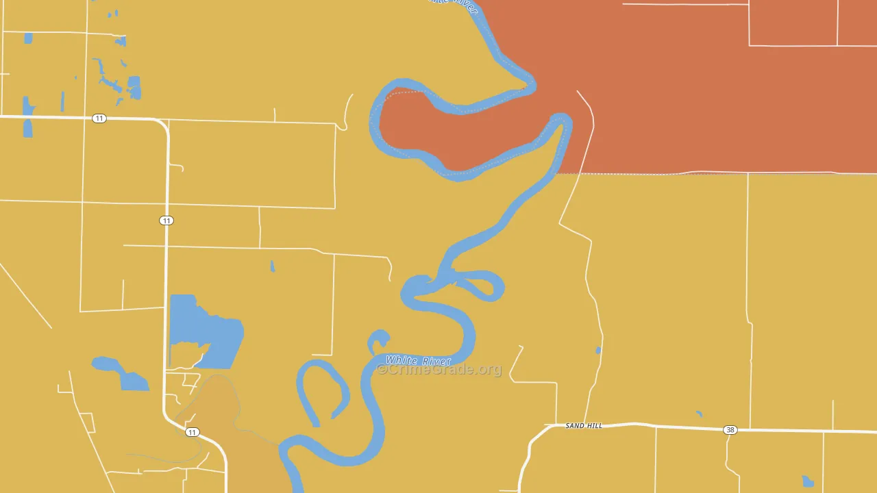 Sand Hill, AR Map of Burglary Rates