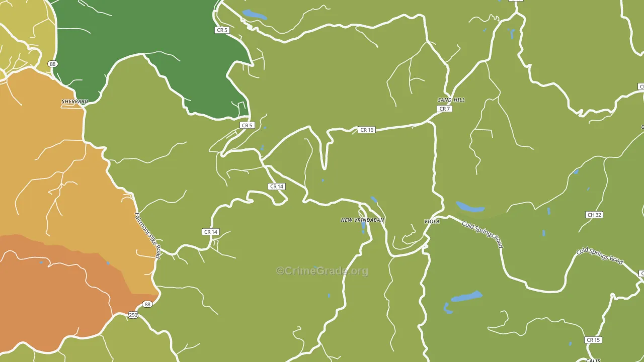 Sand Hill, WV Map of Burglary Rates