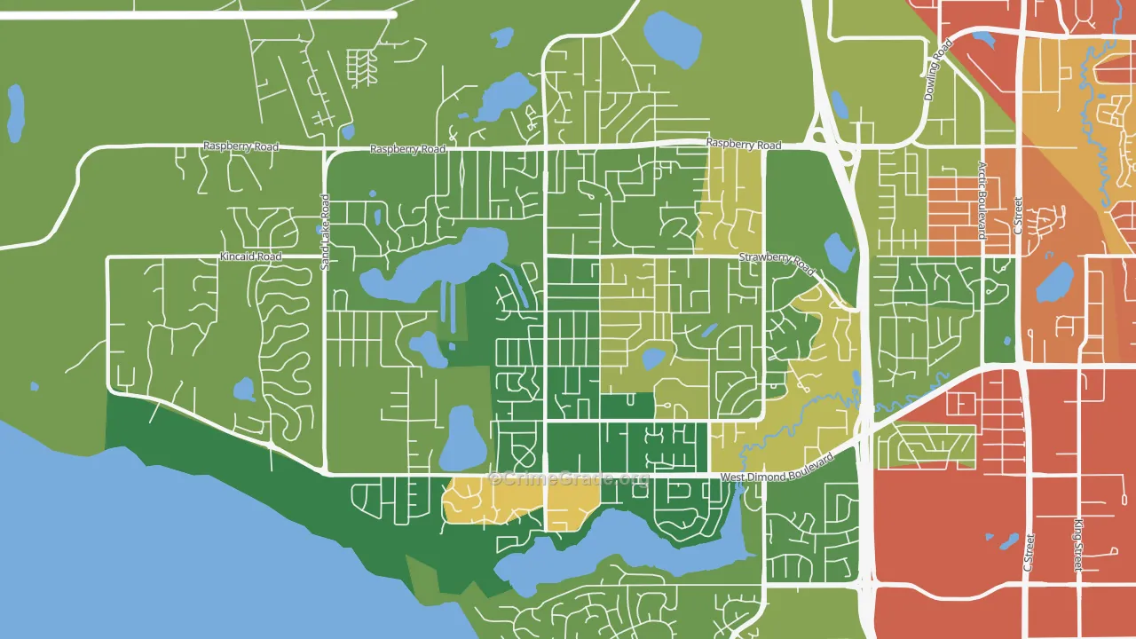Sand Lake, Anchorage, AK Map of Burglary Rates