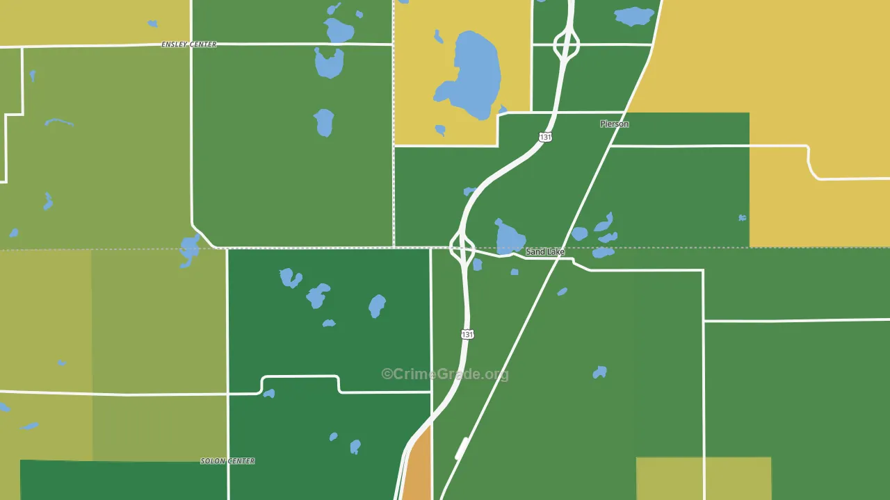 Sand Lake, MI Map of Burglary Rates