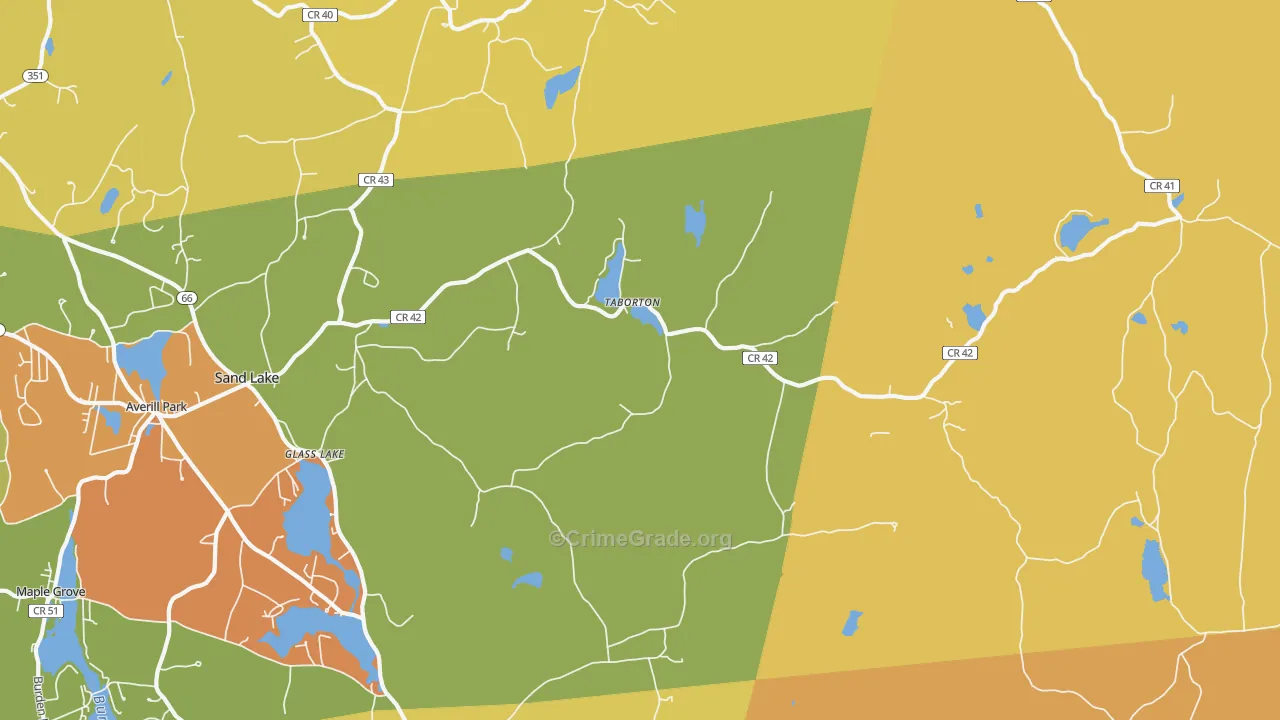 Sand Lake, NY Map of Burglary Rates