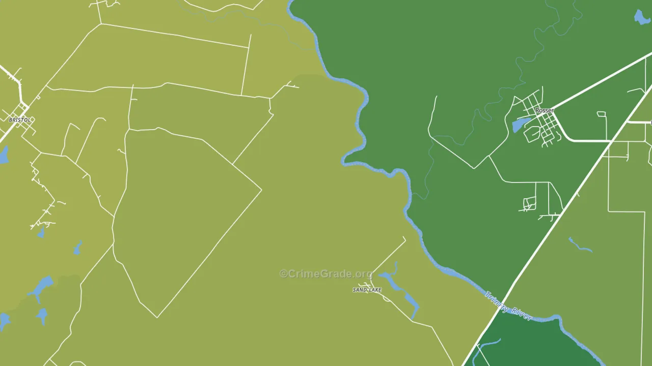 Sand Lake, TX Map of Burglary Rates