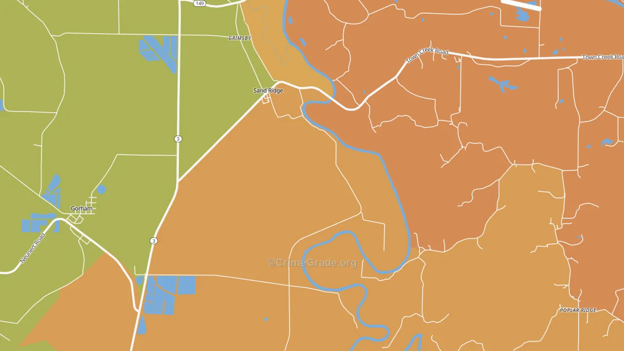 Sand Ridge, IL Map of Burglary Rates