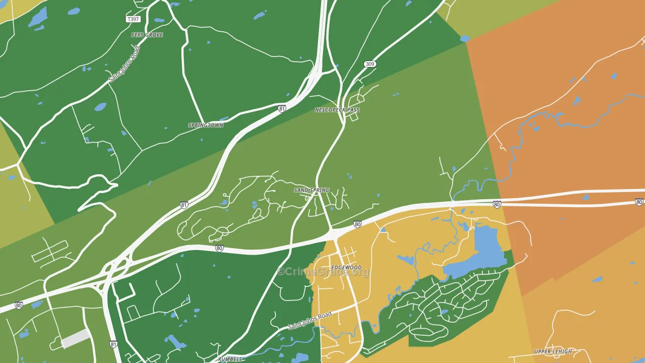 Sand Spring, PA Map of Burglary Rates
