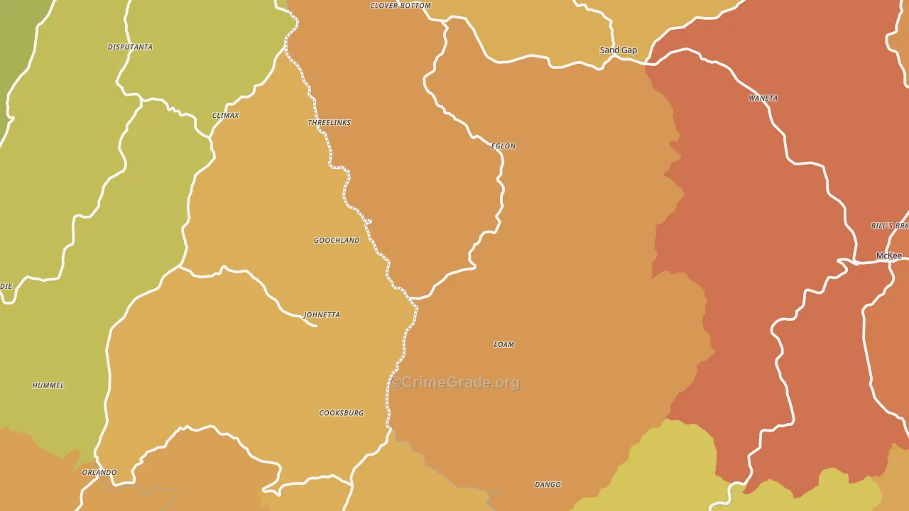 Sand Springs, KY Map of Burglary Rates