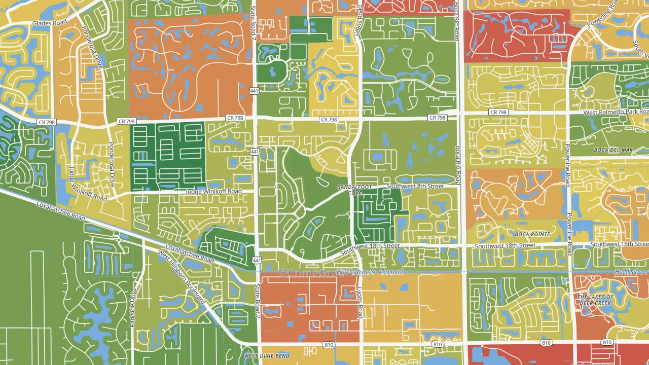 Sandalfoot Cove, Boca Raton, FL Map of Burglary Rates