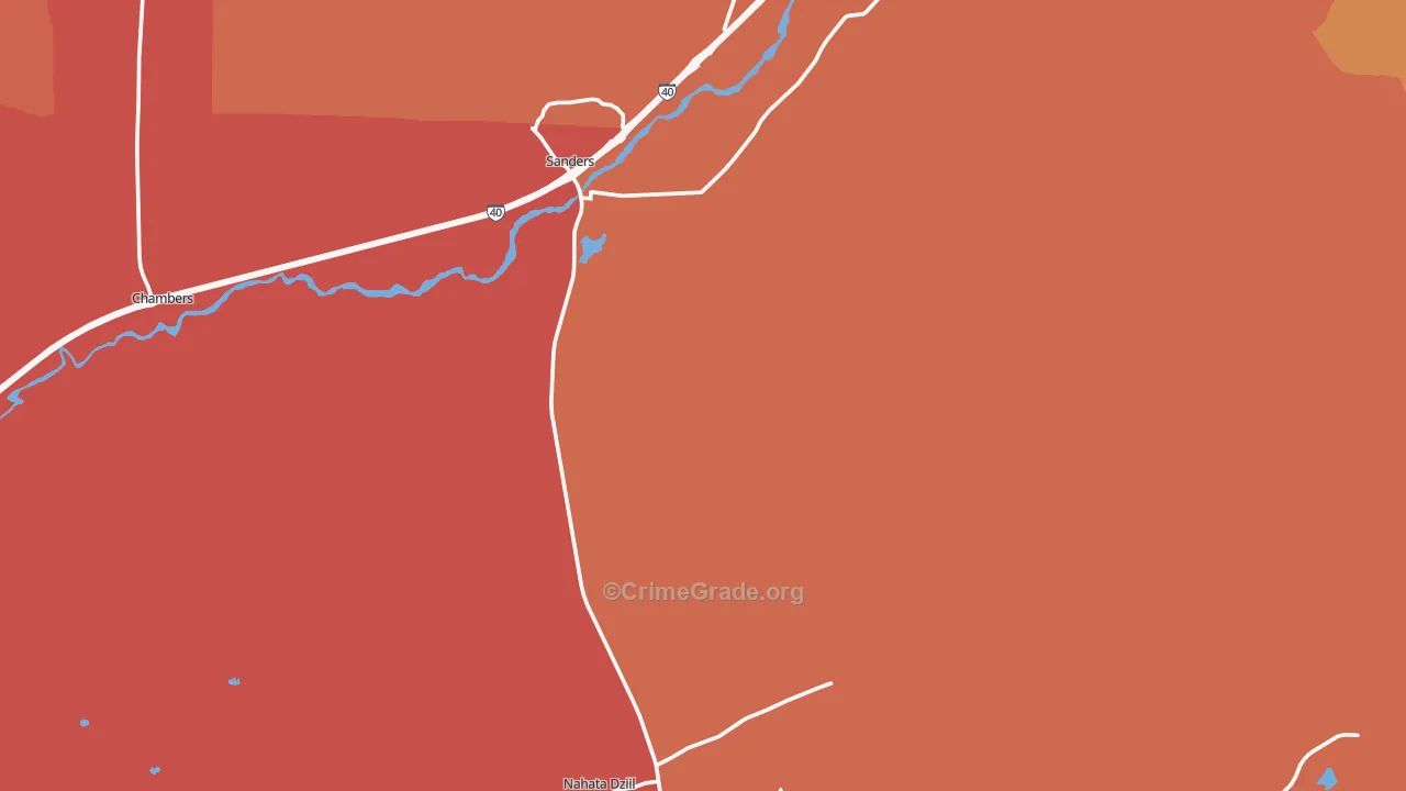 Sanders, AZ Map of Burglary Rates