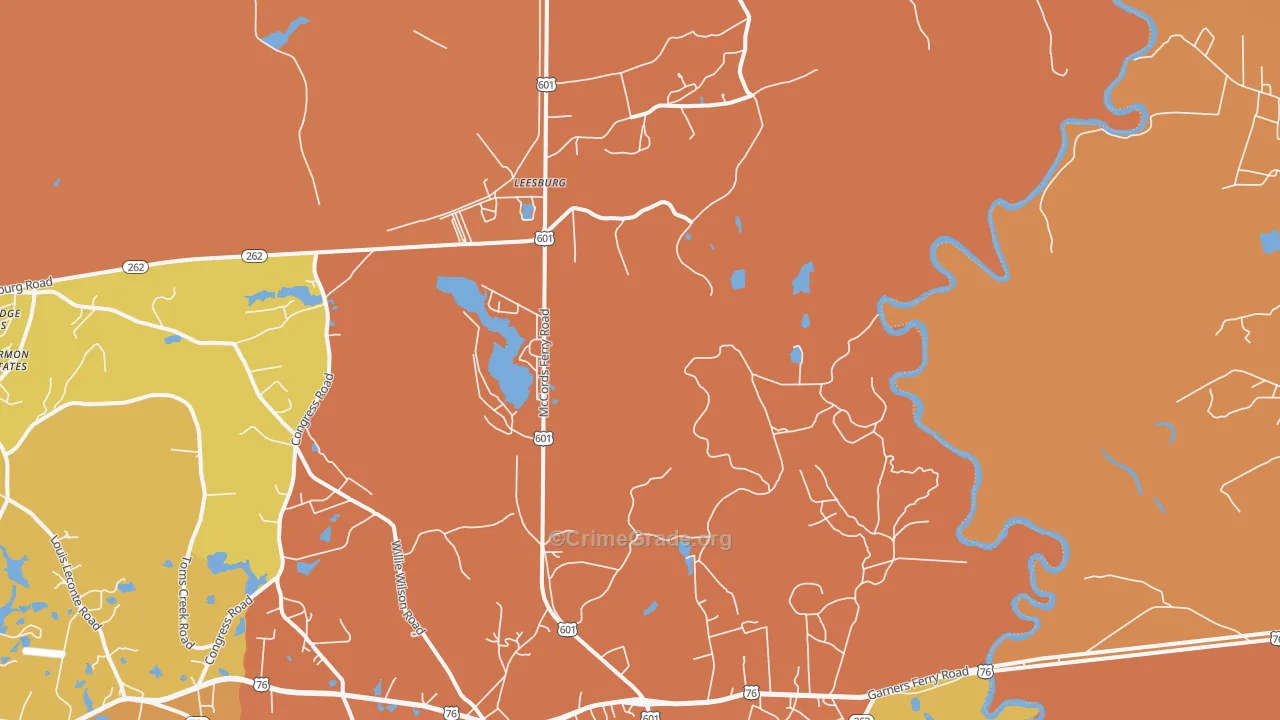 Sanders Corner, SC Map of Burglary Rates