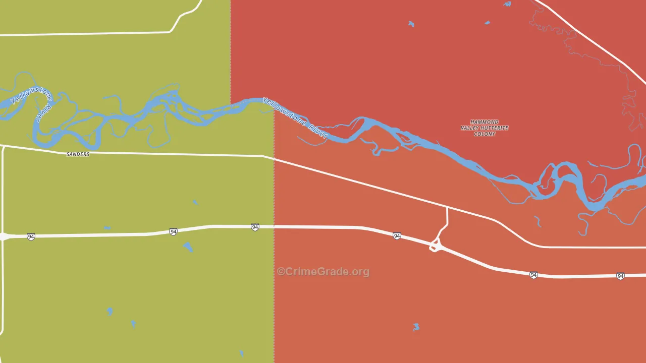 Sanders, MT Map of Burglary Rates