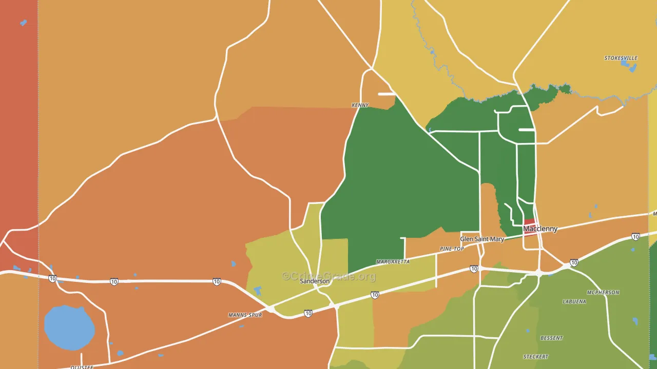 Sanderson, FL Map of Burglary Rates