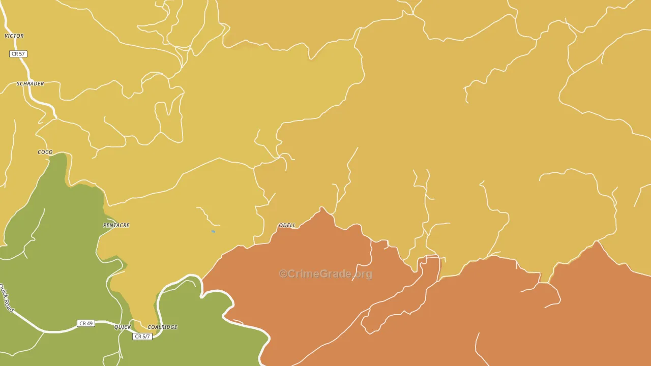 Sanderson, WV Map of Burglary Rates
