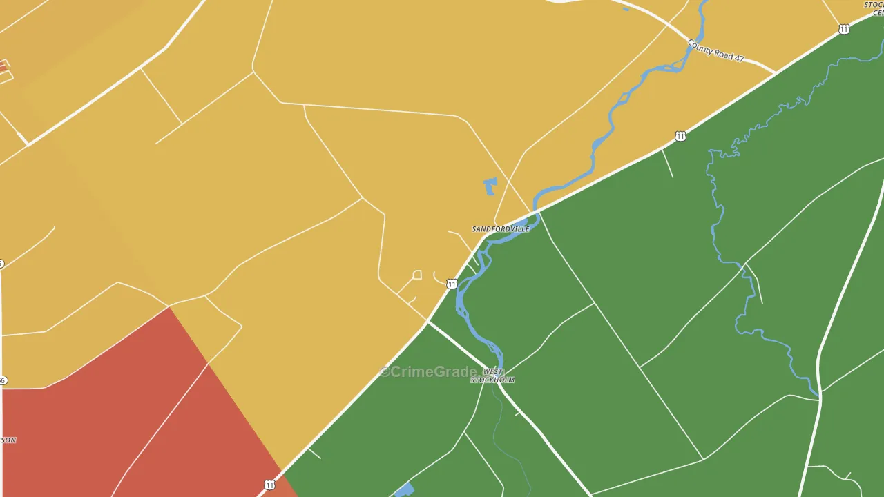 Sandfordville, NY Map of Burglary Rates