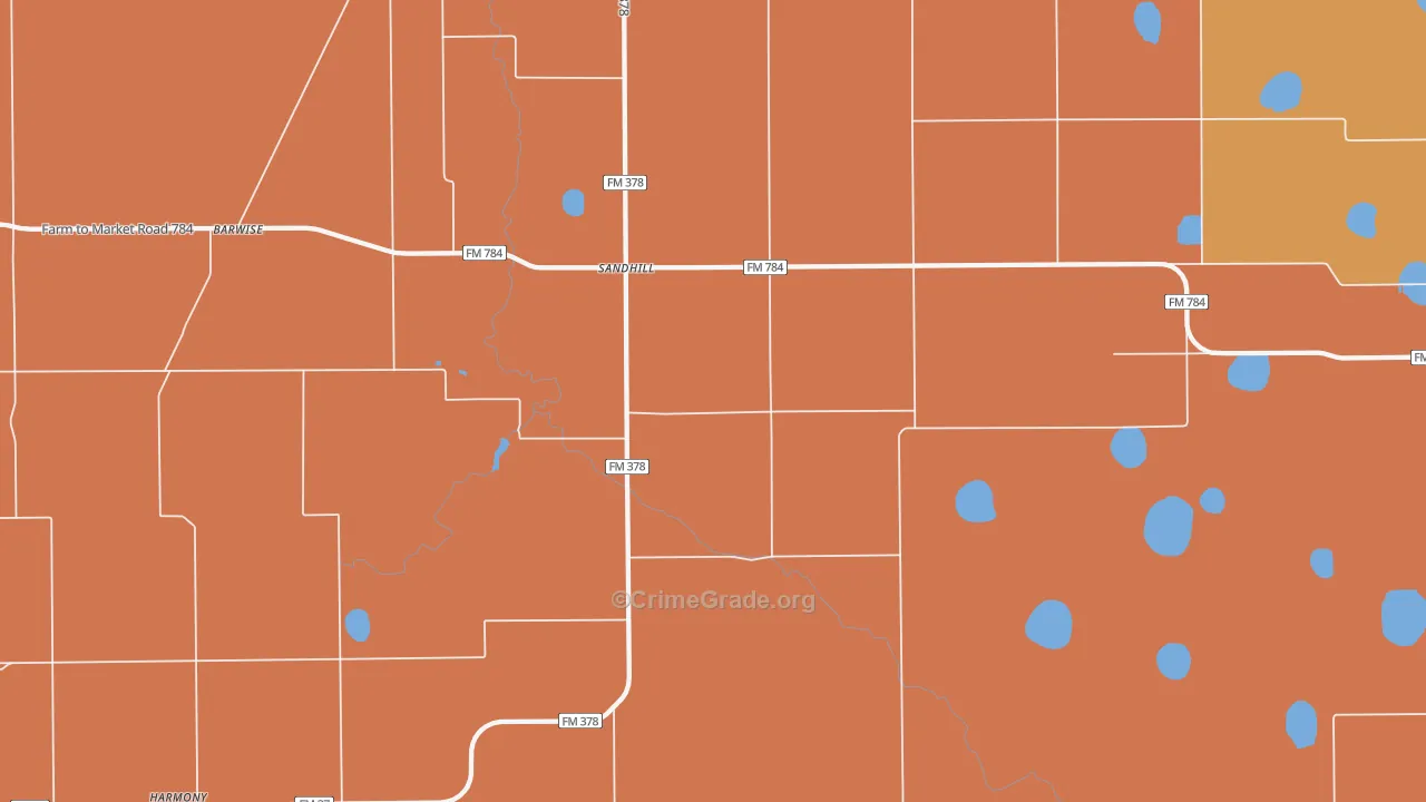 Sandhill, TX Map of Burglary Rates
