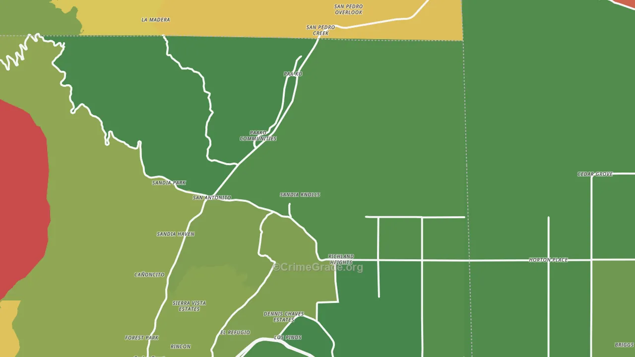 Sandia Park, NM Map of Burglary Rates