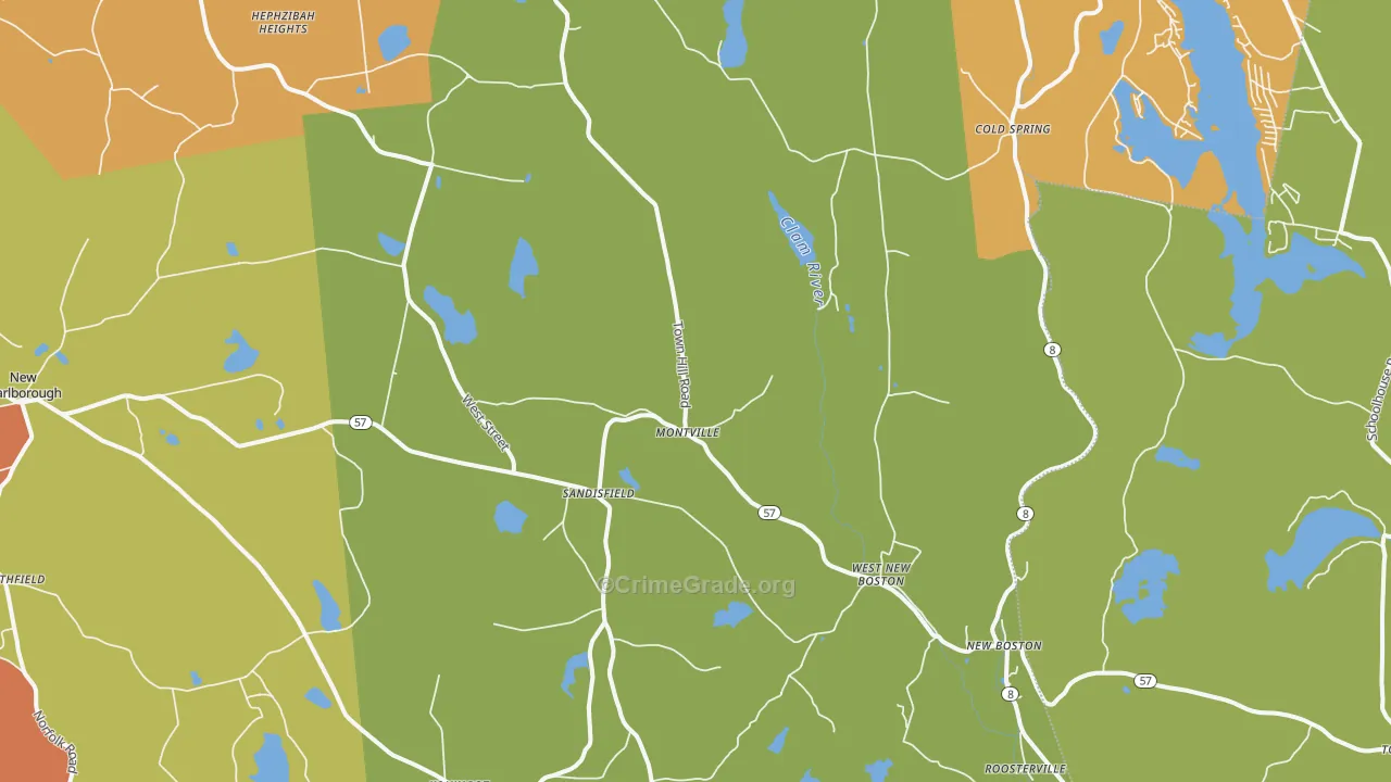 Sandisfield, MA Map of Burglary Rates