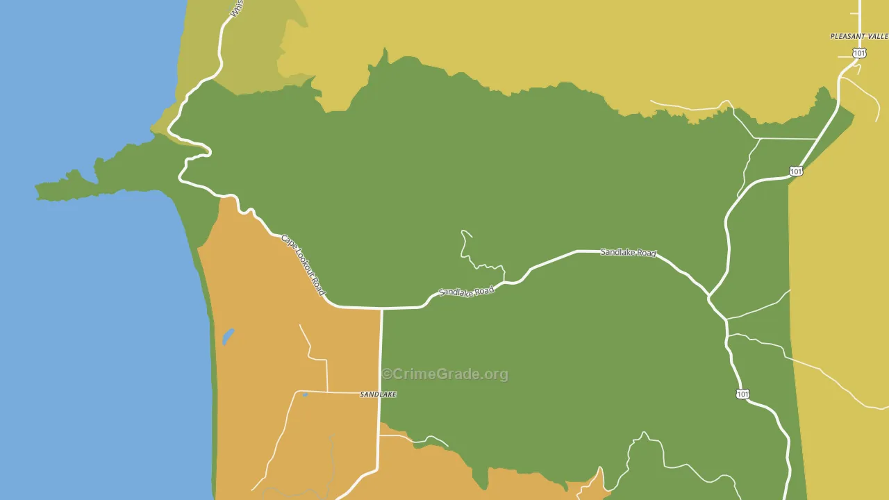 Sandlake, OR Map of Burglary Rates