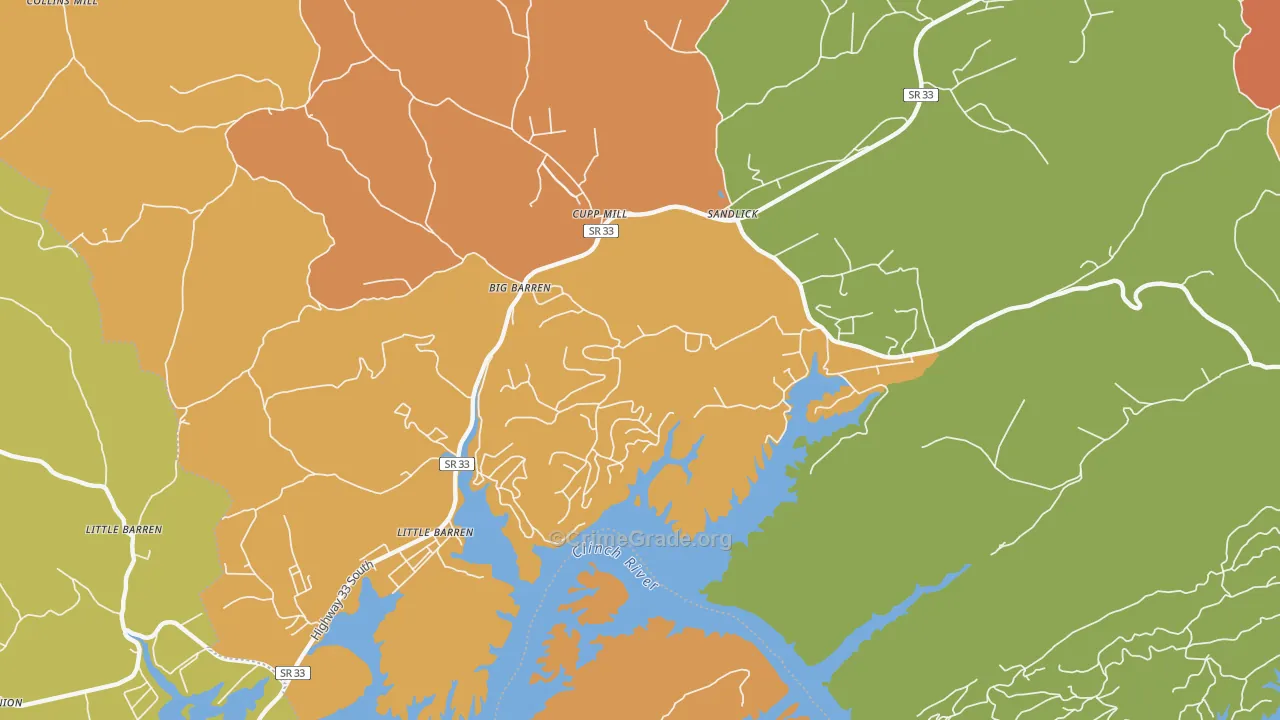 Sandlick, TN Map of Burglary Rates