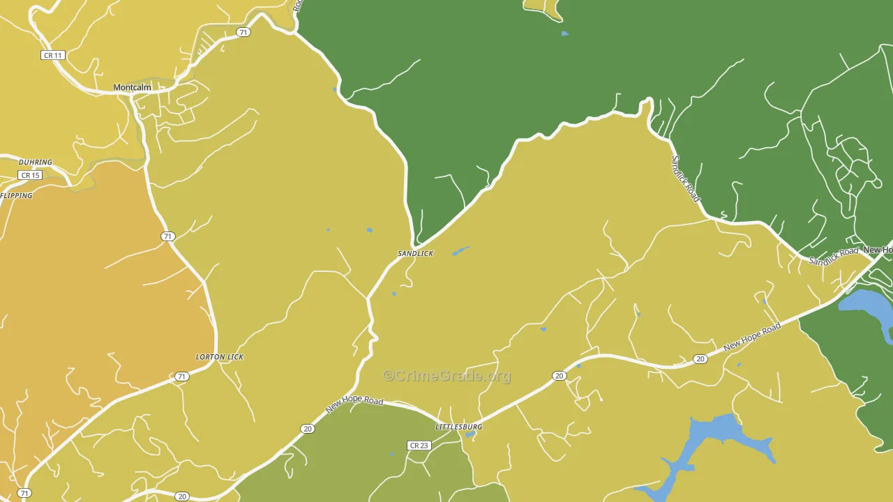 Sandlick, WV Map of Burglary Rates