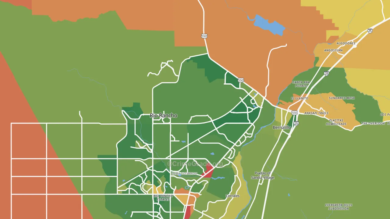 Sandoval County, NM Map of Burglary Rates