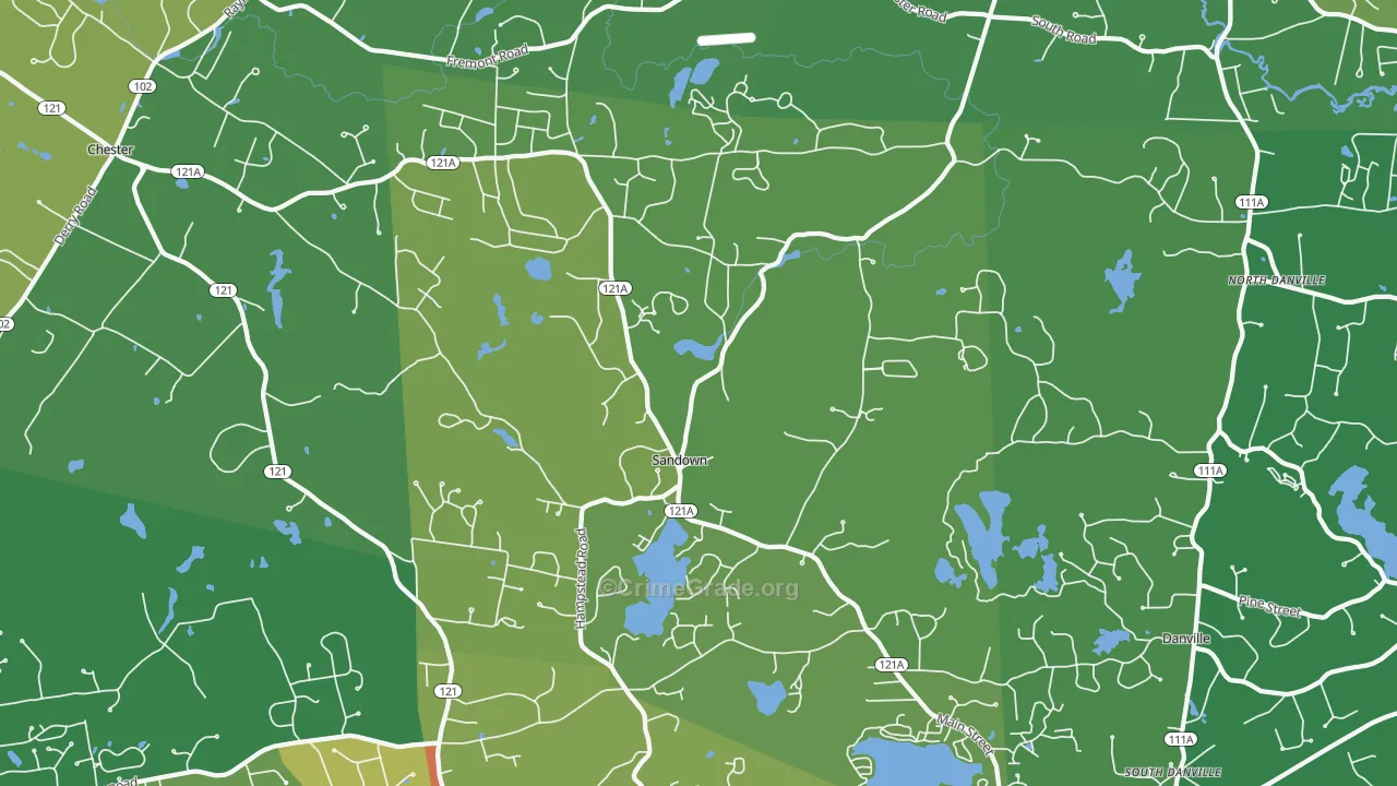 Sandown, NH Map of Burglary Rates