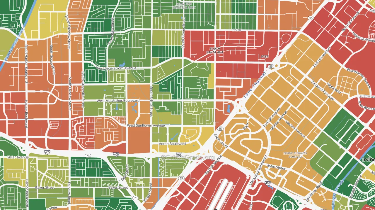 Sandpointe, Santa Ana, CA Map of Burglary Rates